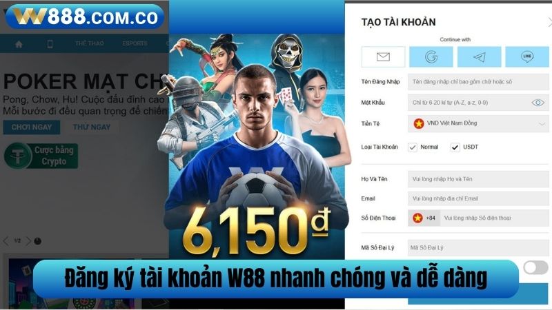 Đăng ký tài khoản W88 nhanh chóng và dễ dàng